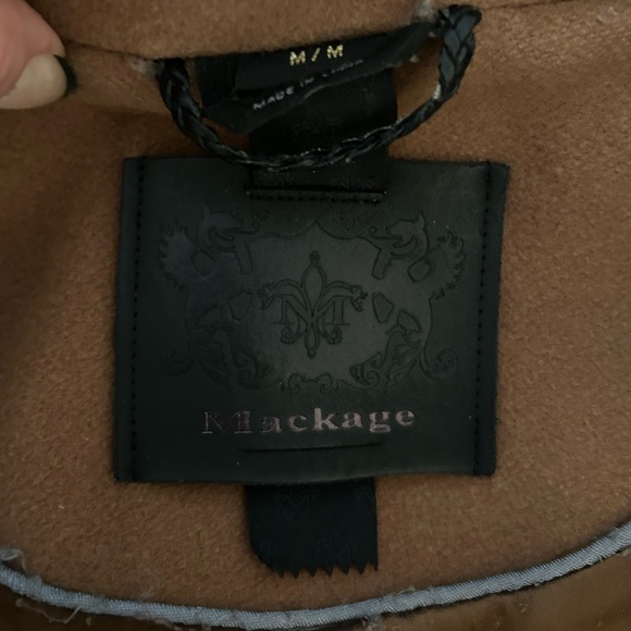 Camel wool Mackage winter coat in size Medium, leather details - Picture 3 of 5
